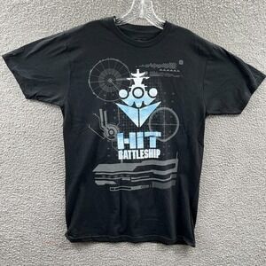 Graphic T Shirt Mens Battleship Geek Gamer Board Game Sci Fi Blueprint L Black